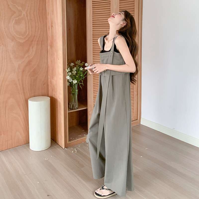 40代ファッション レディース エレガントリラックスワイドサロペット オールインワン オーバーオール