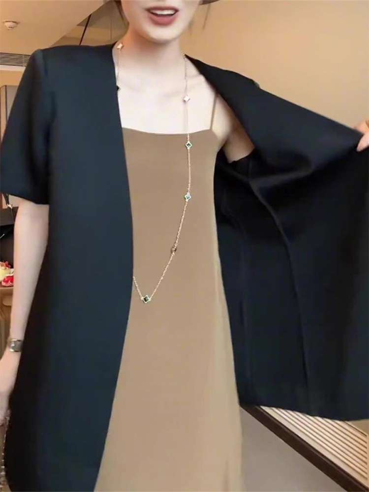 40代ファッション レディース エレガントカーブヘムロングジャケット