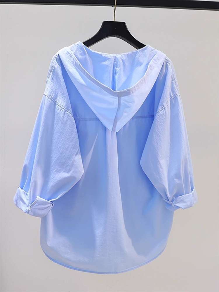 40代ファッション レディース フード付きリネンシャツジャケット