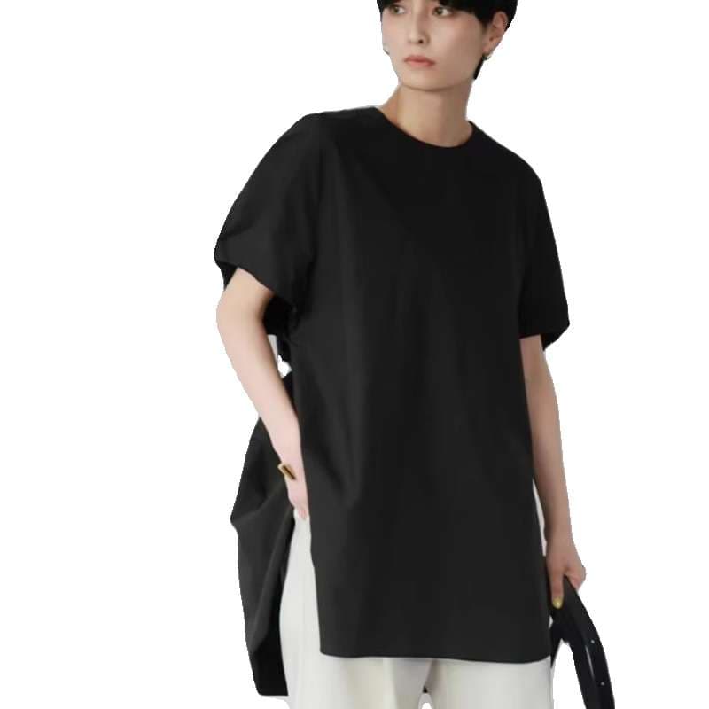 40代ファッション レディース オーバーサイズスリットTシャツ