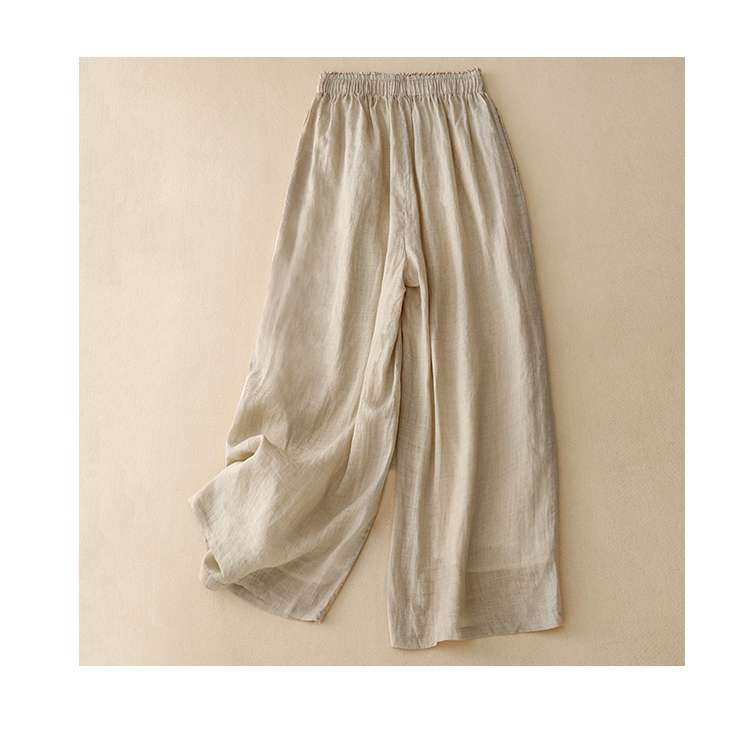 40代ファッション レディース リラックスリネンワイドパンツ