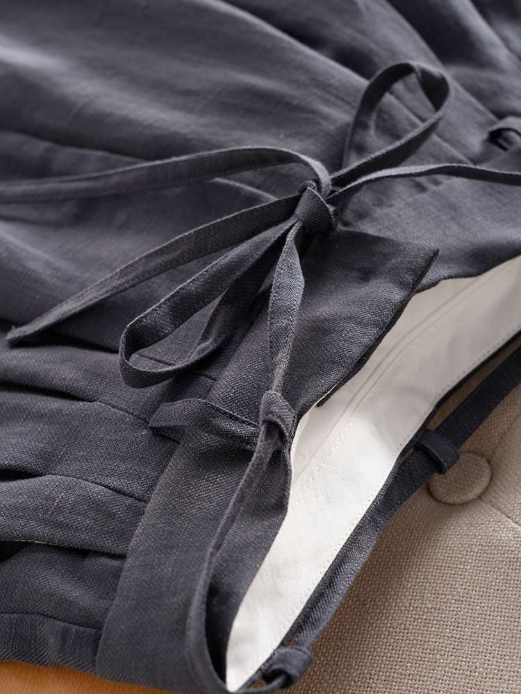 40代ファッション レディース エレガントリネンワイドパンツ