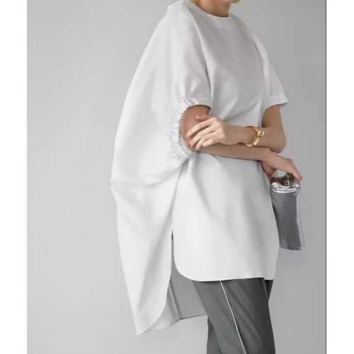 40代ファッション レディース オーバーサイズスリットTシャツ