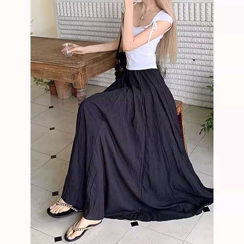 40代ファッション レディース エレガントロングフレアスカート