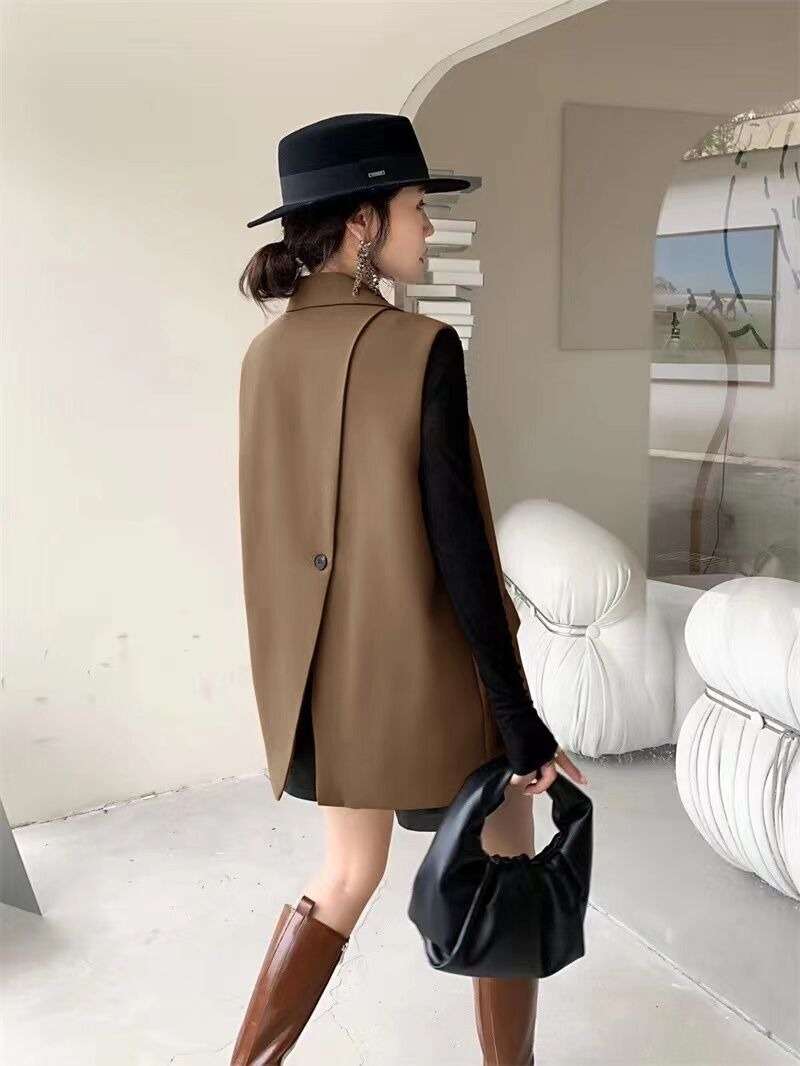 40代ファッション レディース エレガント ミドル丈 ベスト ジレ