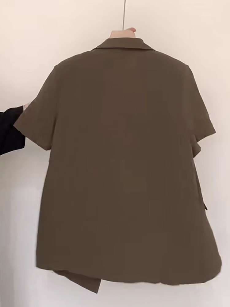 40代ファッション レディース オーバーサイズショートスリーブジャケット