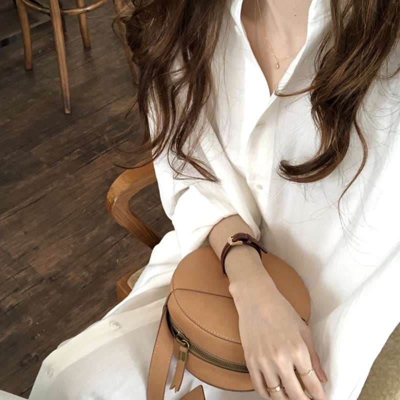 40代ファッション レディース エレガントロングシャツワンピース