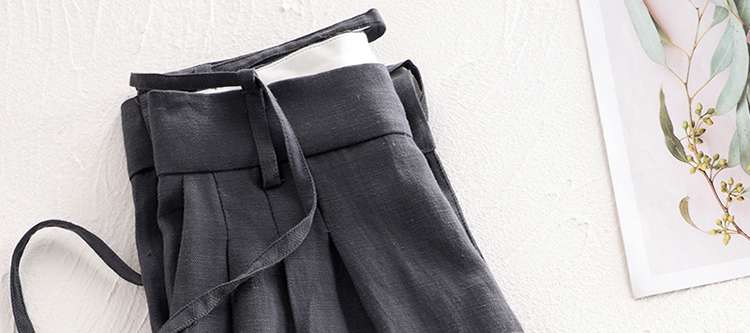 40代ファッション レディース エレガントリネンワイドパンツ