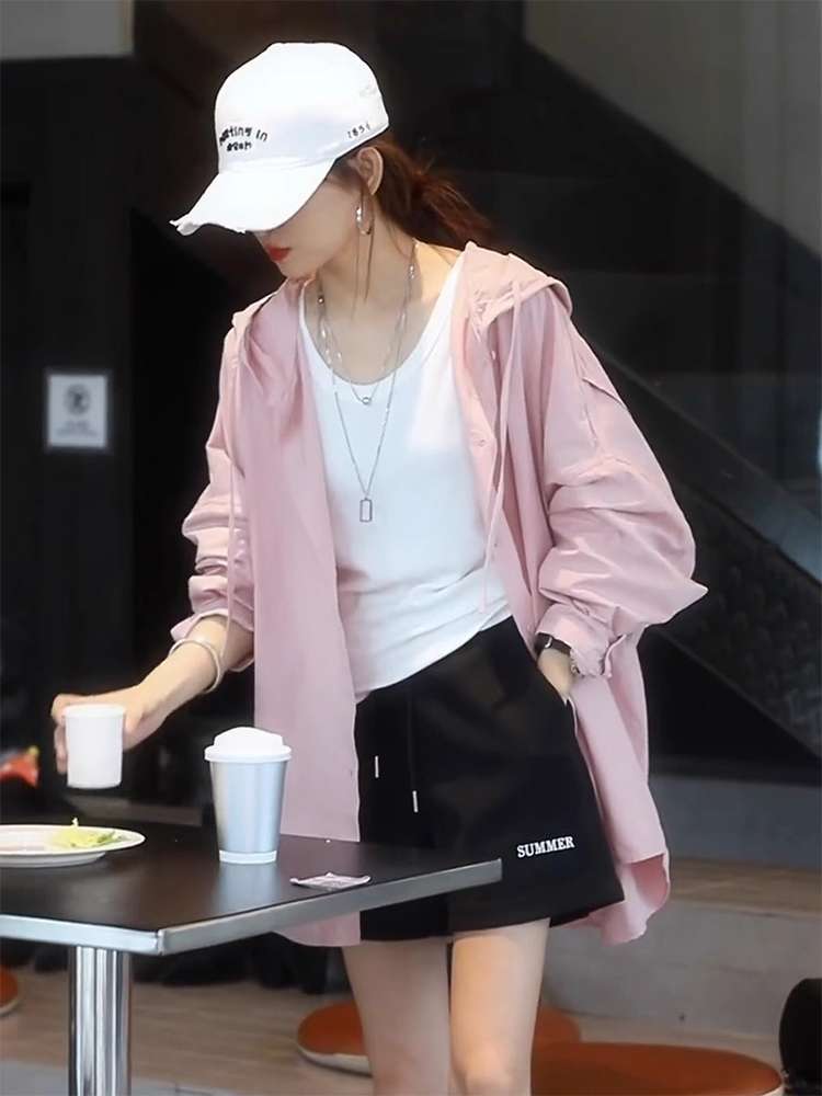 40代ファッション レディース オーバーサイズフーディシャツジャケット