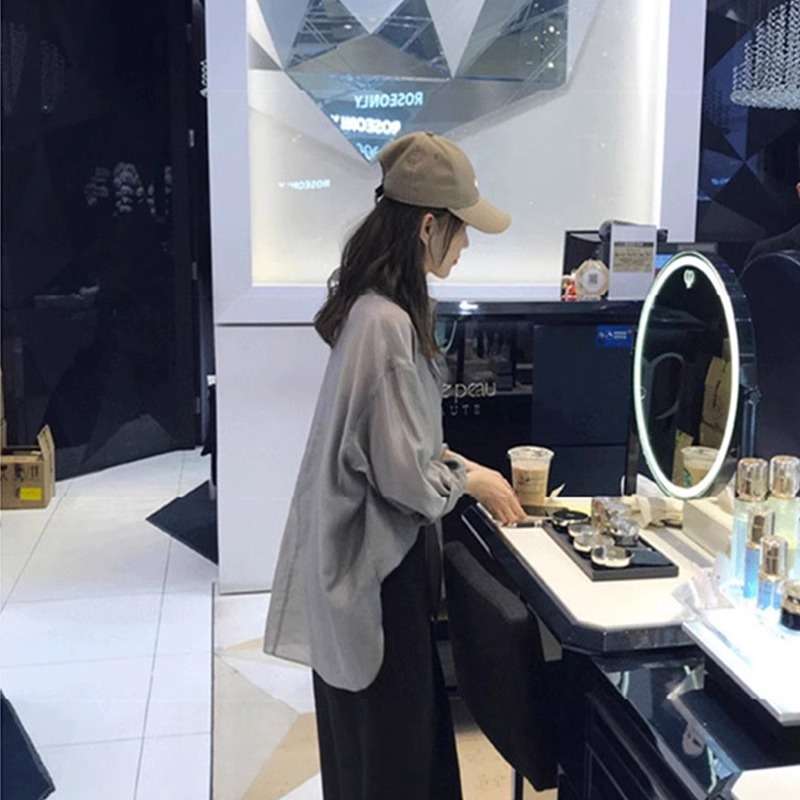 40代ファッション レディース 薄手長袖 シフォンシャツ シアーシャツ