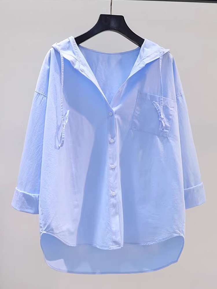 40代ファッション レディース フード付きリネンシャツジャケット