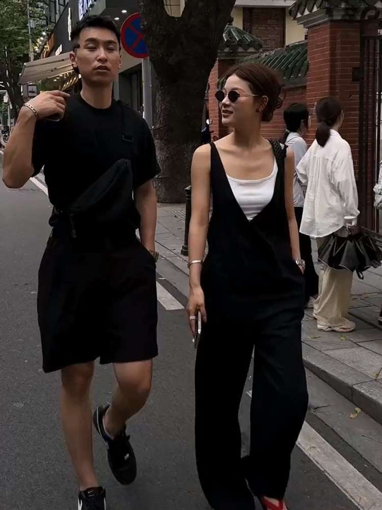 40代ファッション レディース エレガントモノトーンサロペット オーバーオール オールインワン