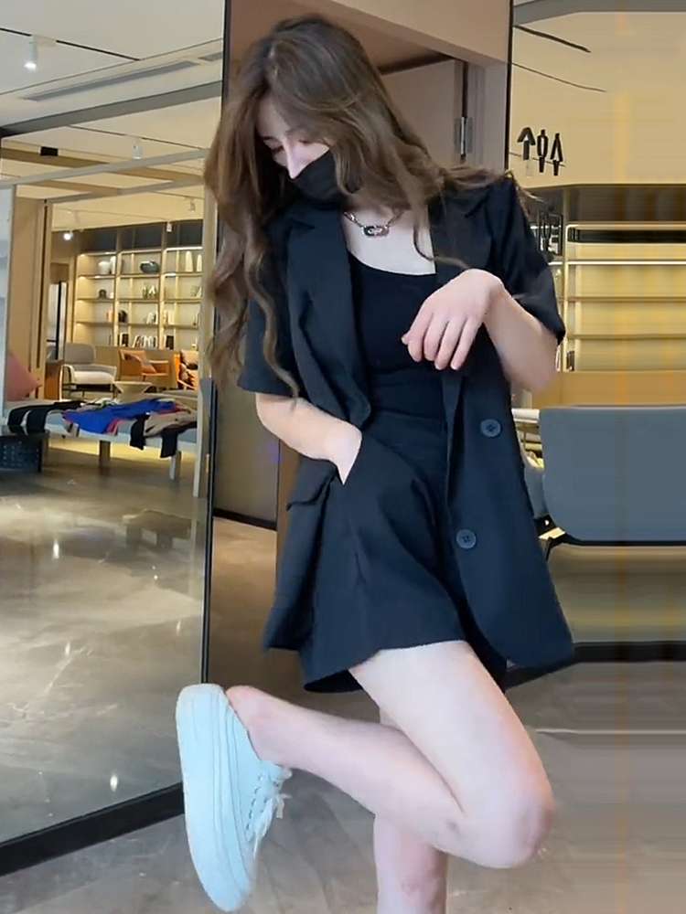 40代ファッション レディース ショートジャケット&ショートパンツセット セットアップ