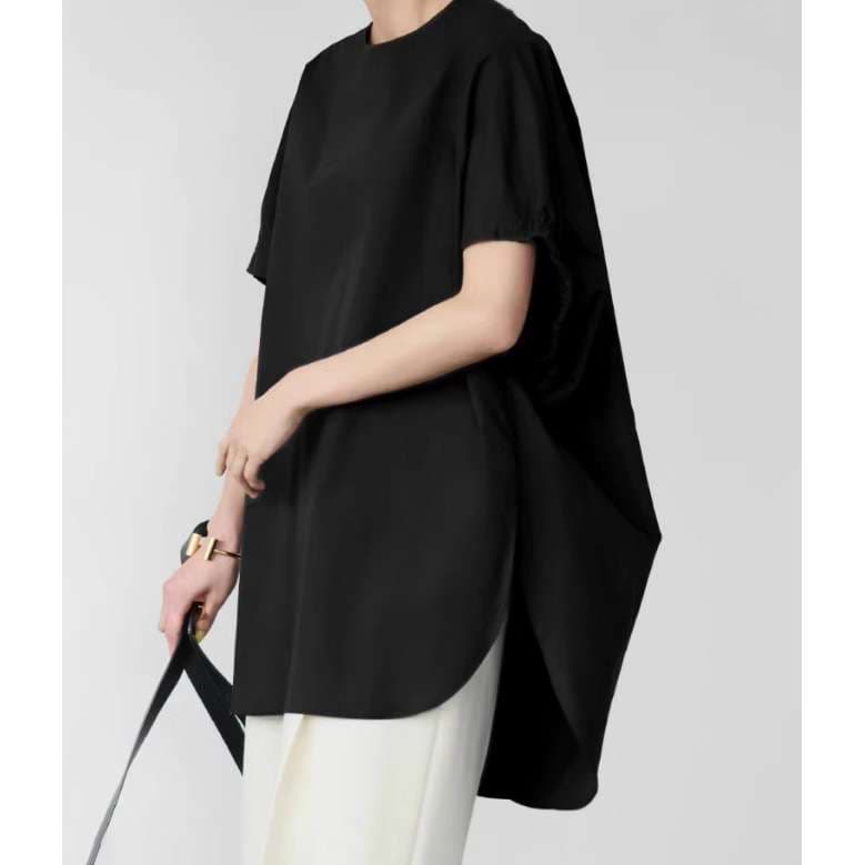 40代ファッション レディース オーバーサイズスリットTシャツ