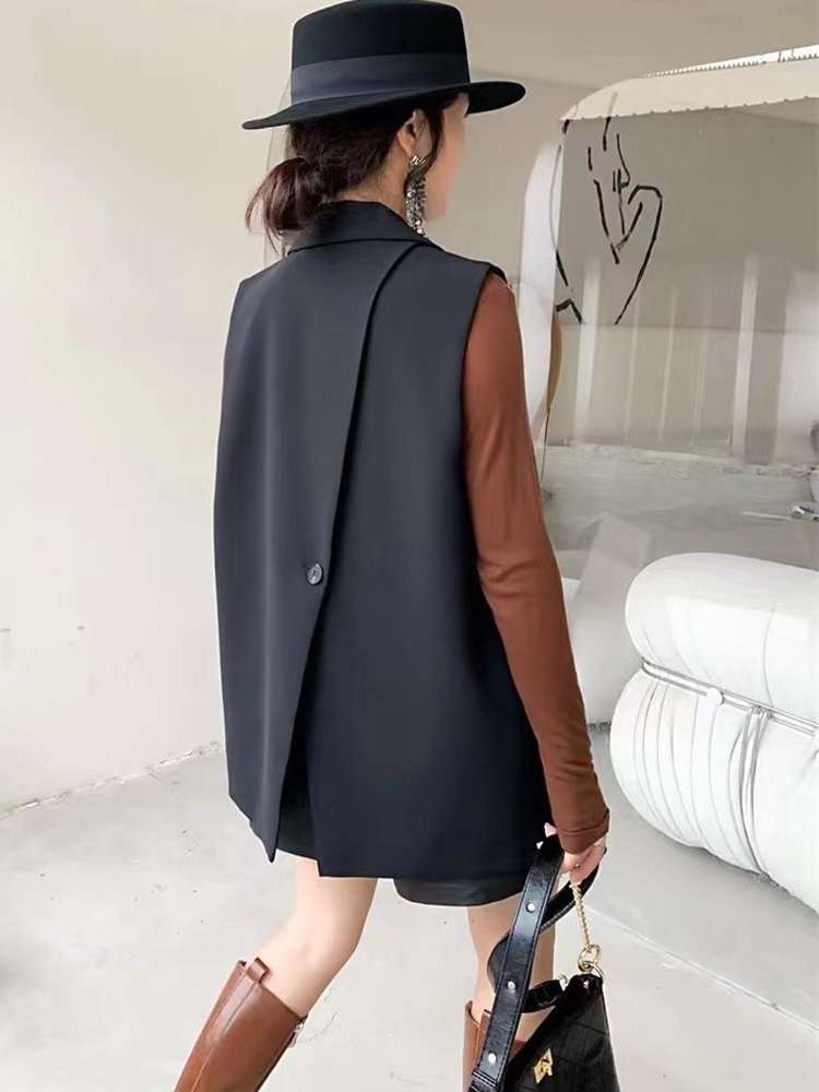 40代ファッション レディース エレガント ミドル丈 ベスト ジレ