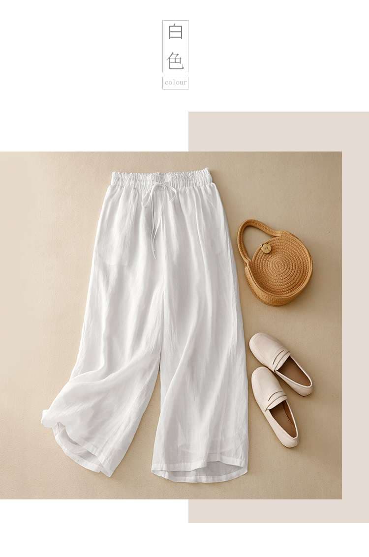 40代ファッション レディース リラックスリネンワイドパンツ