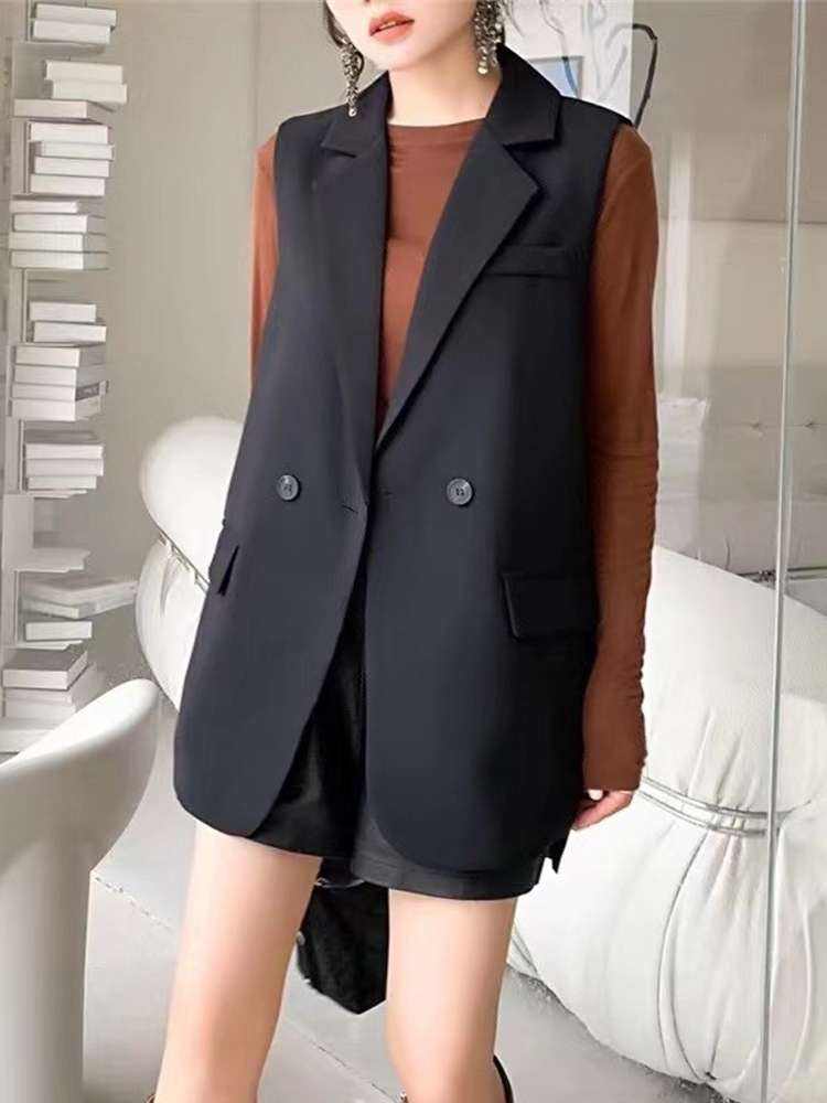 40代ファッション レディース エレガント ミドル丈 ベスト ジレ