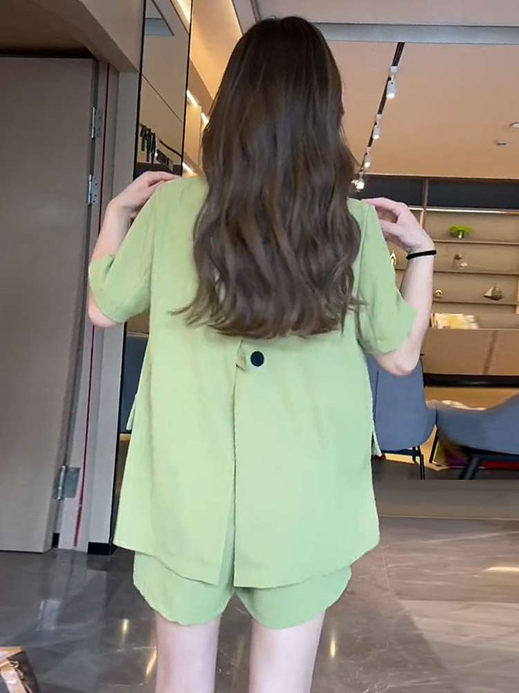 40代ファッション レディース ショートジャケット&ショートパンツセット セットアップ