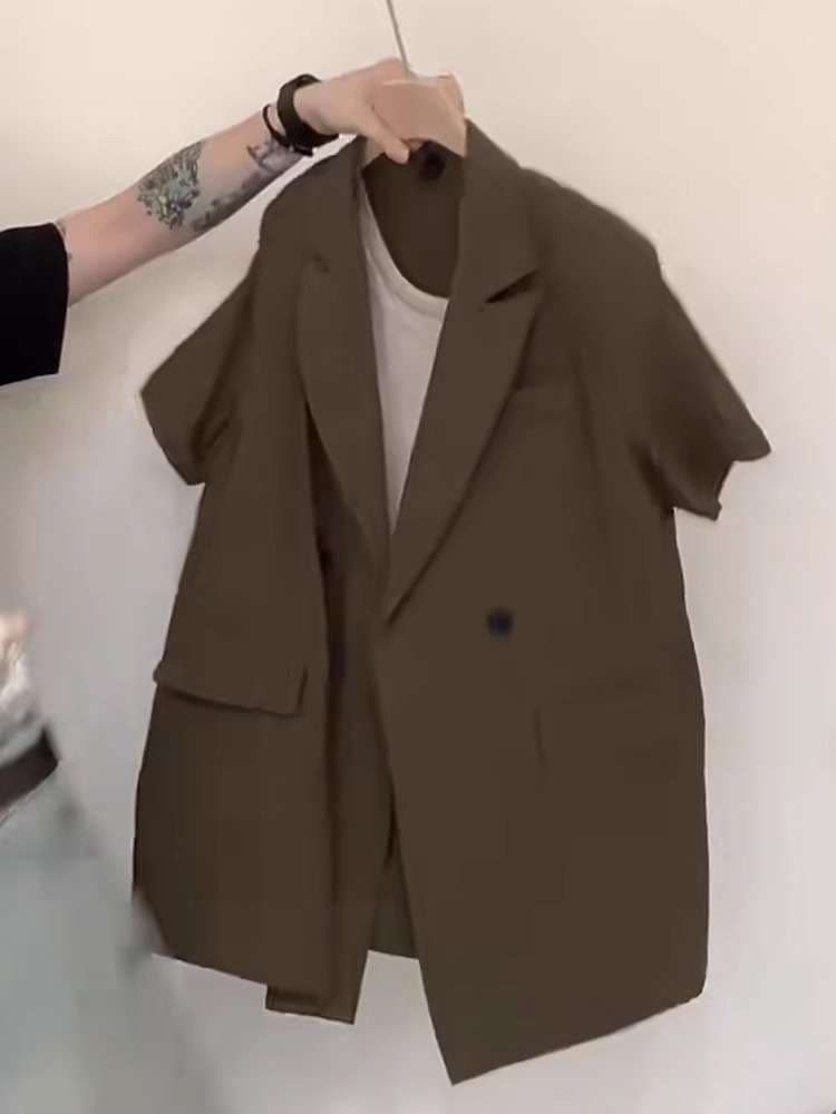 40代ファッション レディース オーバーサイズショートスリーブジャケット