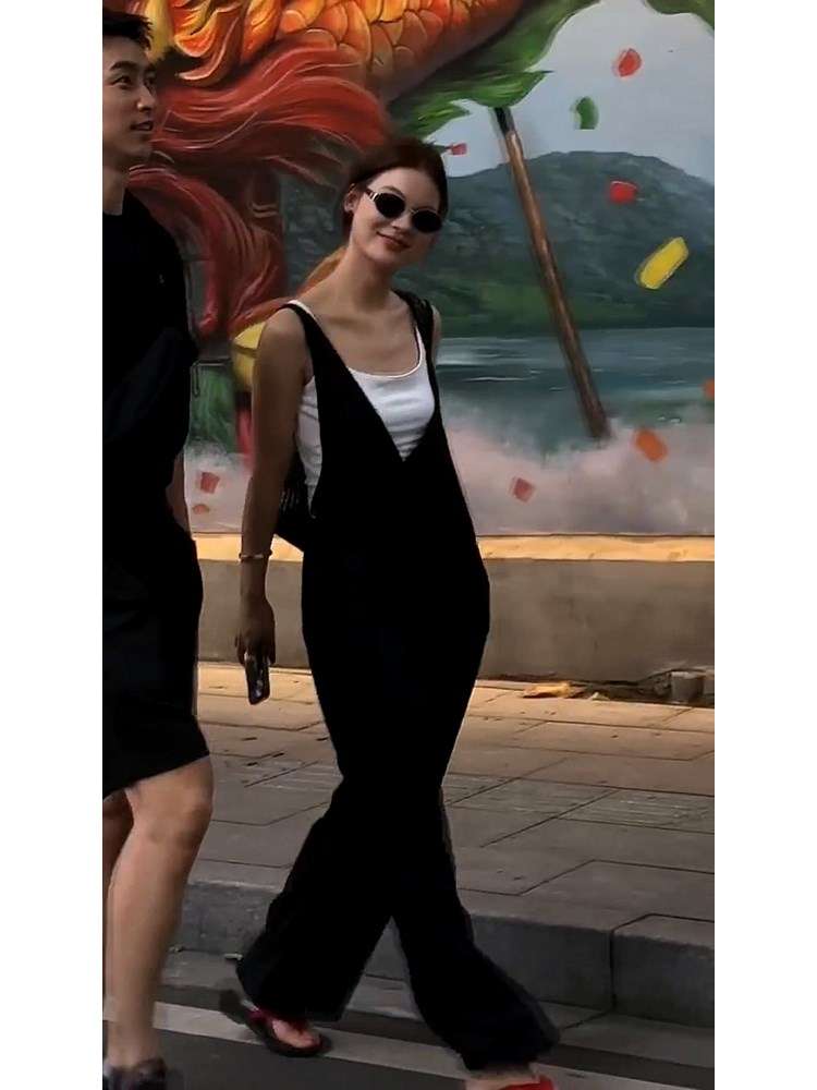 40代ファッション レディース エレガントモノトーンサロペット オーバーオール オールインワン