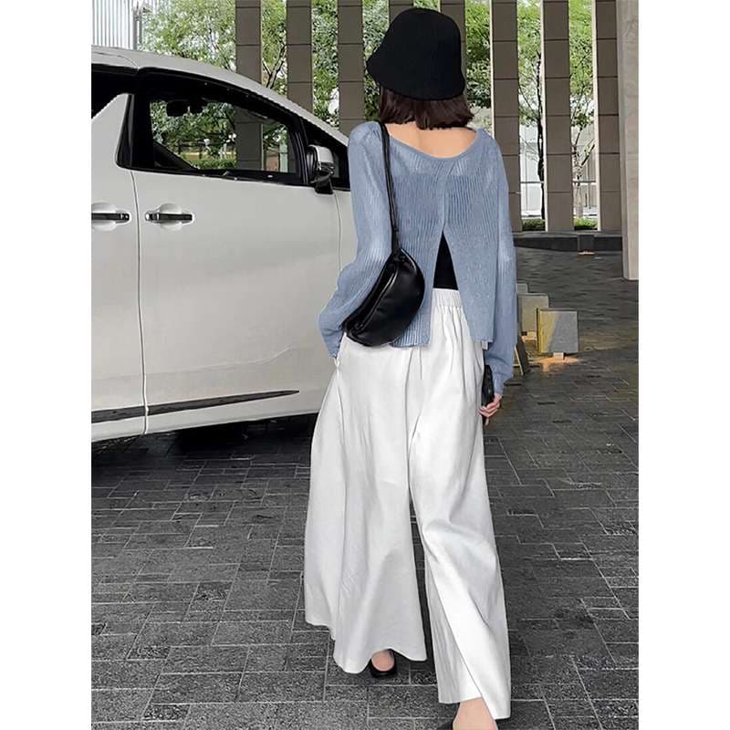 40代ファッション レディース スリットニットプルオーバー