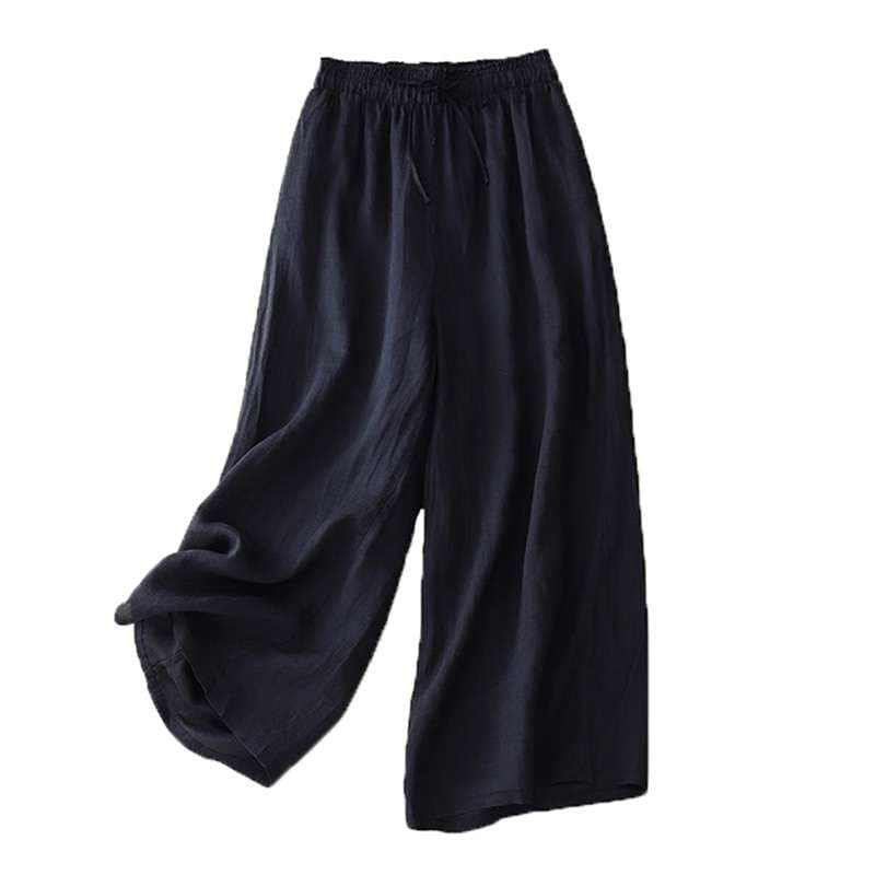 40代ファッション レディース リラックスリネンワイドパンツ