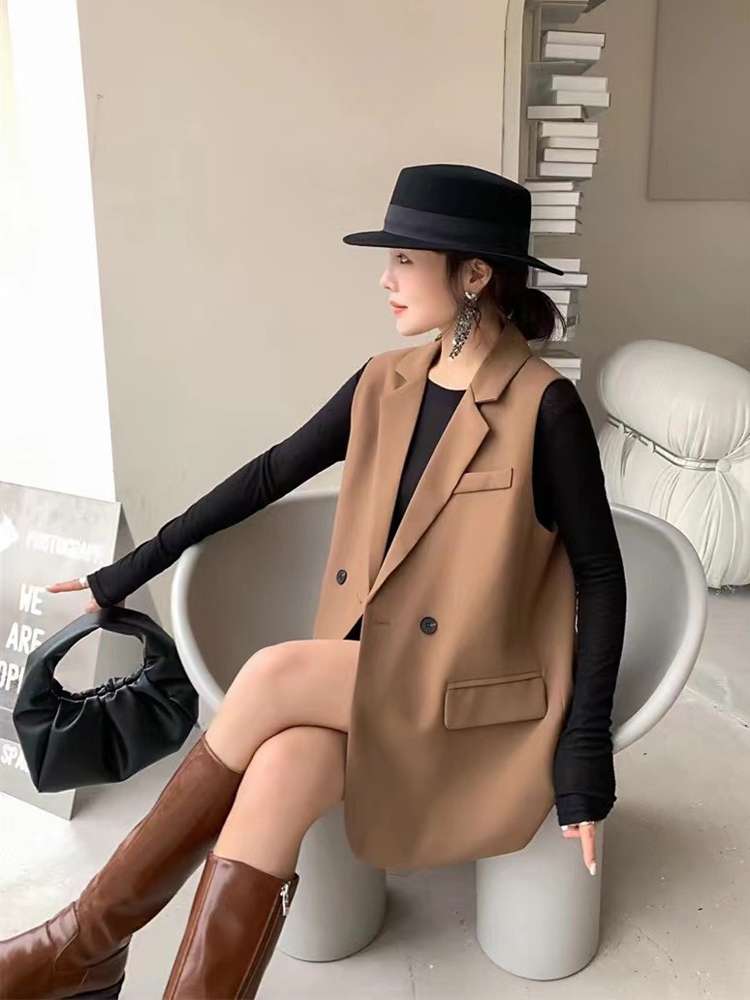 40代ファッション レディース エレガント ミドル丈 ベスト ジレ