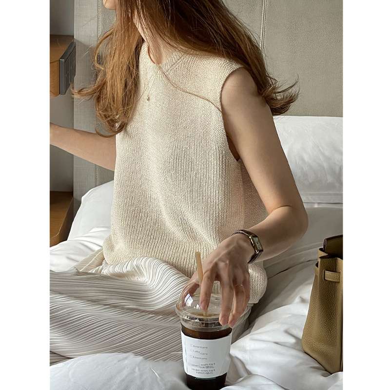 40代ファッション レディース エレガントリブニットベスト
