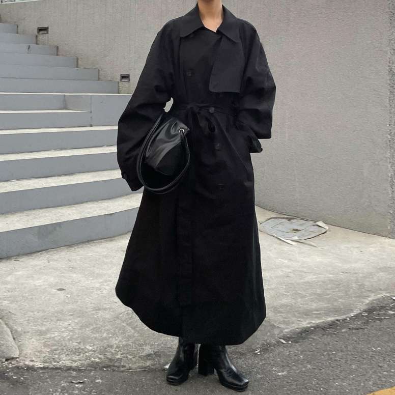 40代ファッション レディース ロングトレンチコート