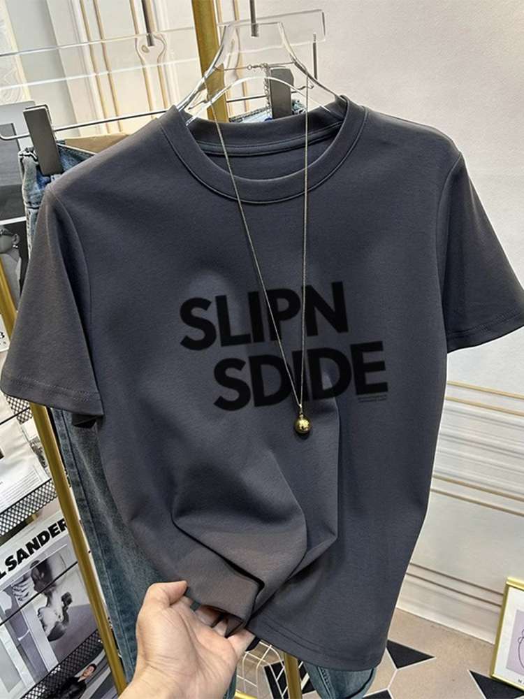 40代ファッション レディース ロゴ入り Tシャツ シンプル カジュアル