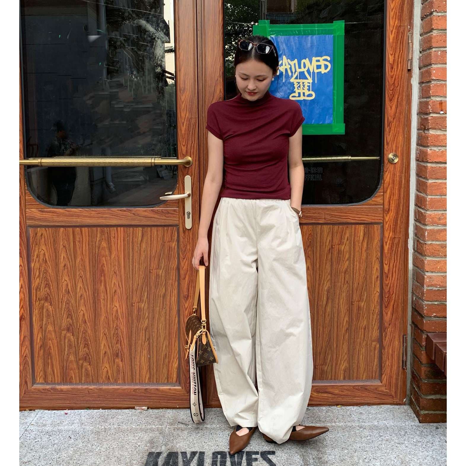 40代ファッション レディース ゆったりワイドパンツ