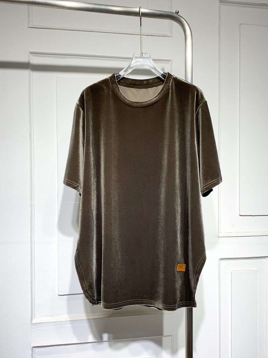 40代ファッション レディース 大人のベロアTシャツ 上質リラックス