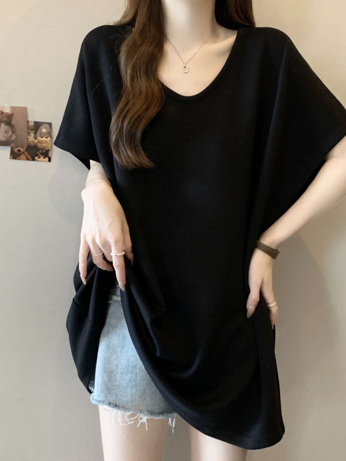 40代ファッション レディース エレガントドレープオーバーサイズTシャツ