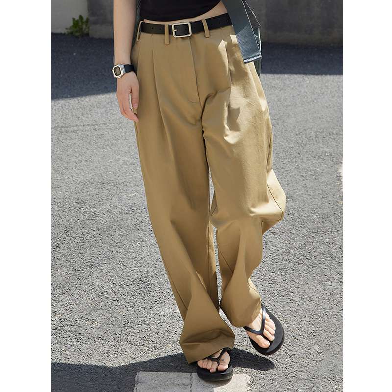 40代ファッション レディース ゆったりハイウエストワイドパンツ