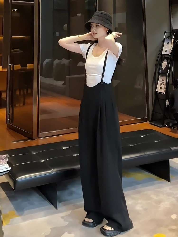 40代ファッション レディース 大人のゆったりサロペットパンツ