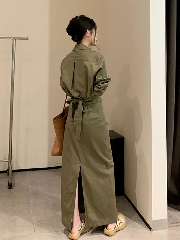 40代ファッション レディース エレガント カジュアル ロング シャツワンピース