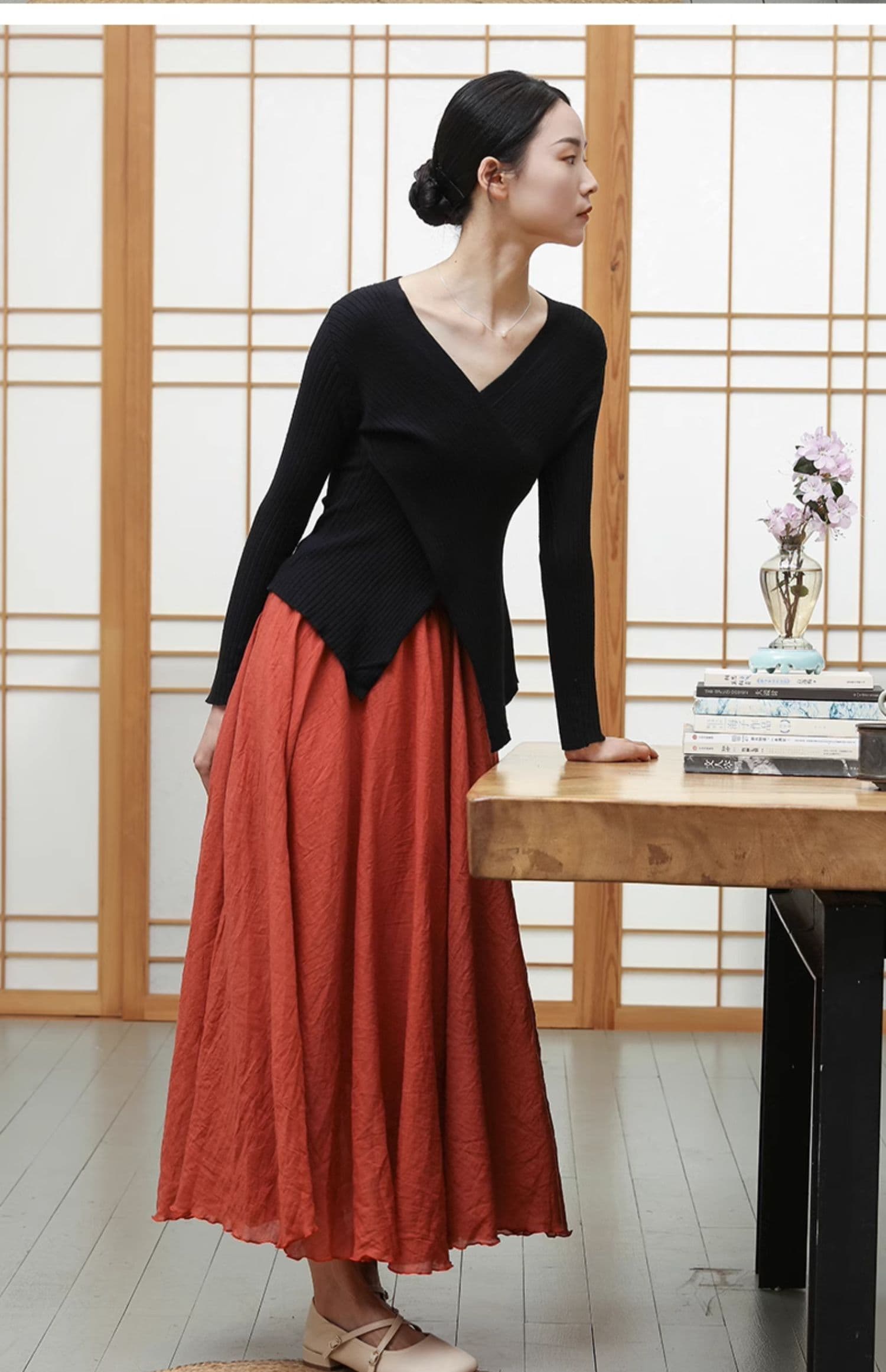 40代ファッション レディース エレガント フェミニン マキシスカート ロング