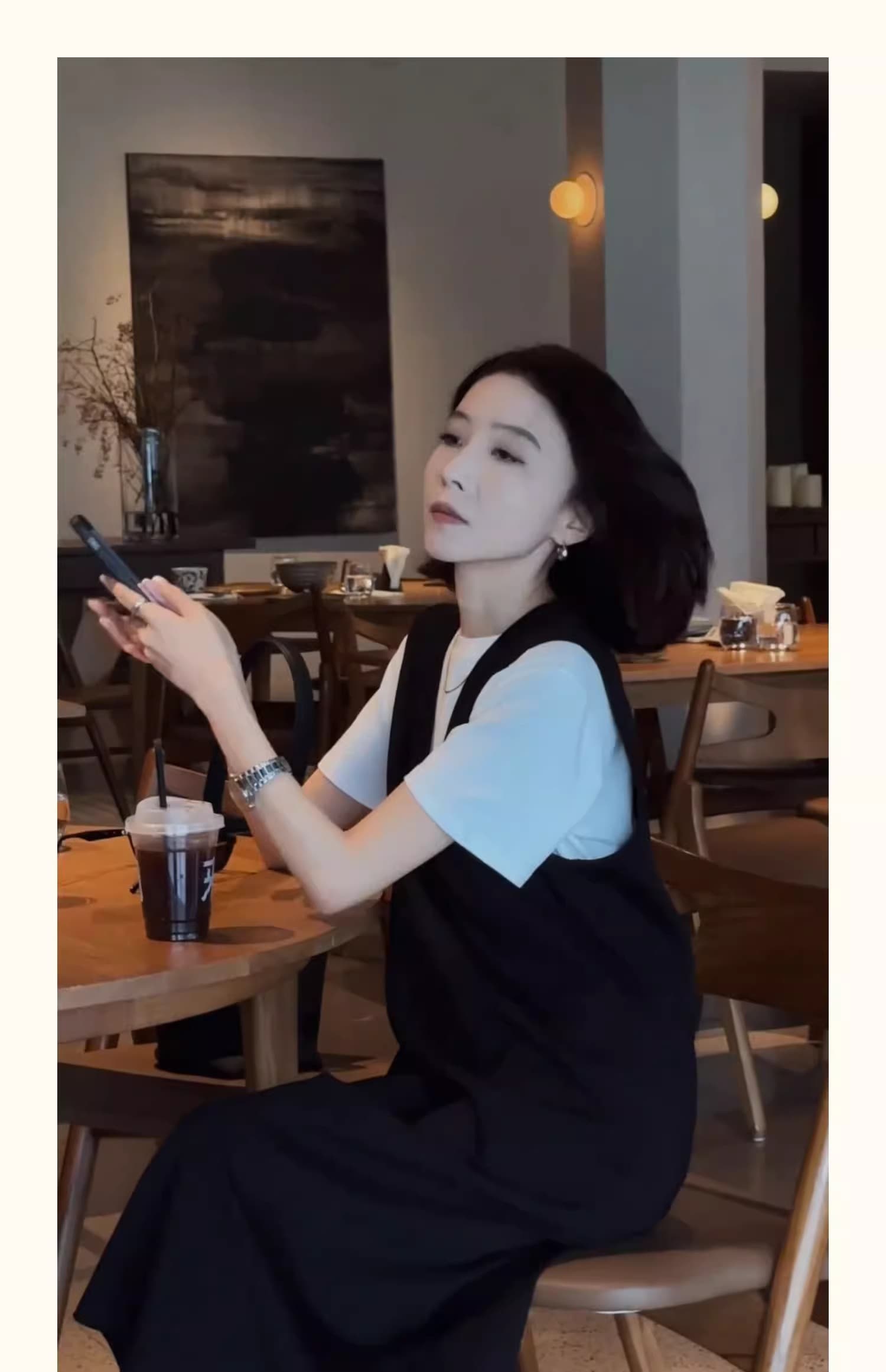 40代ファッション レディース モノトーンレイヤードジャンパースカート