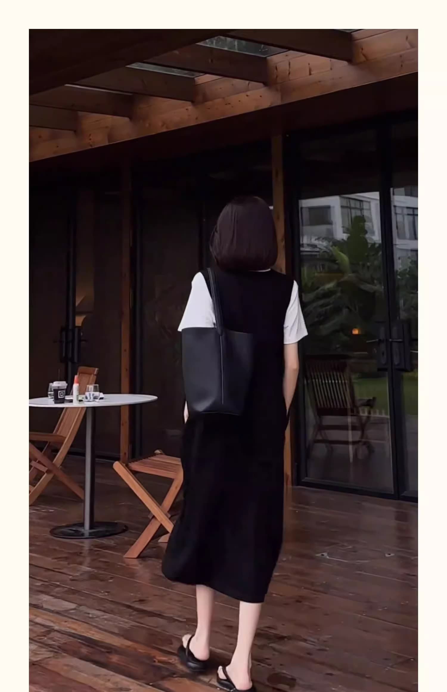 40代ファッション レディース モノトーンレイヤードジャンパースカート