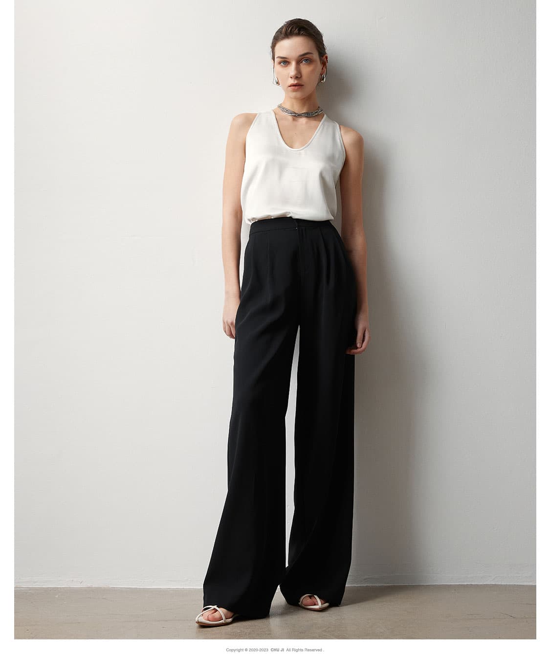 40代ファッション レディース エレガントワイドパンツ