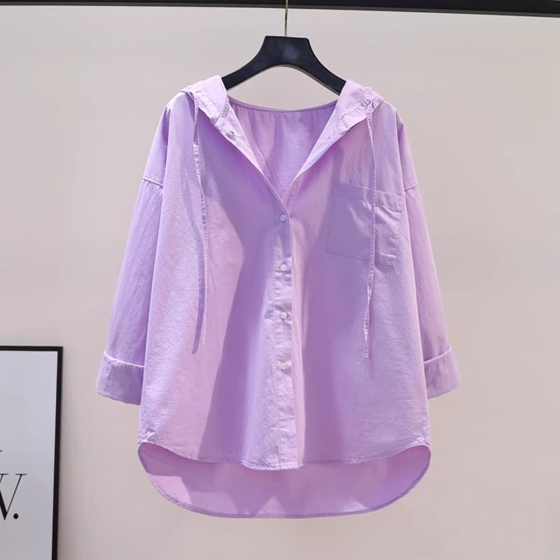 40代ファッション レディース フード付きリネンシャツジャケット