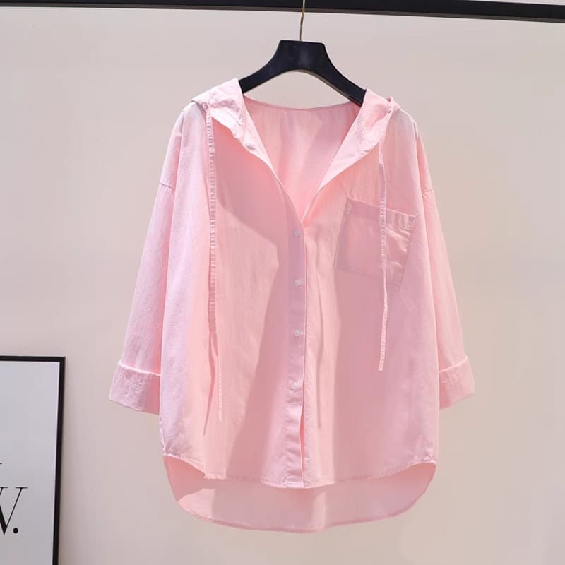 40代ファッション レディース フード付きリネンシャツジャケット