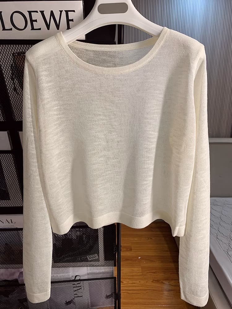 40代ファッション レディース シアーニット 薄手 ネックTシャツ