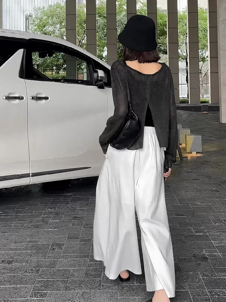 40代ファッション レディース スリットニットプルオーバー