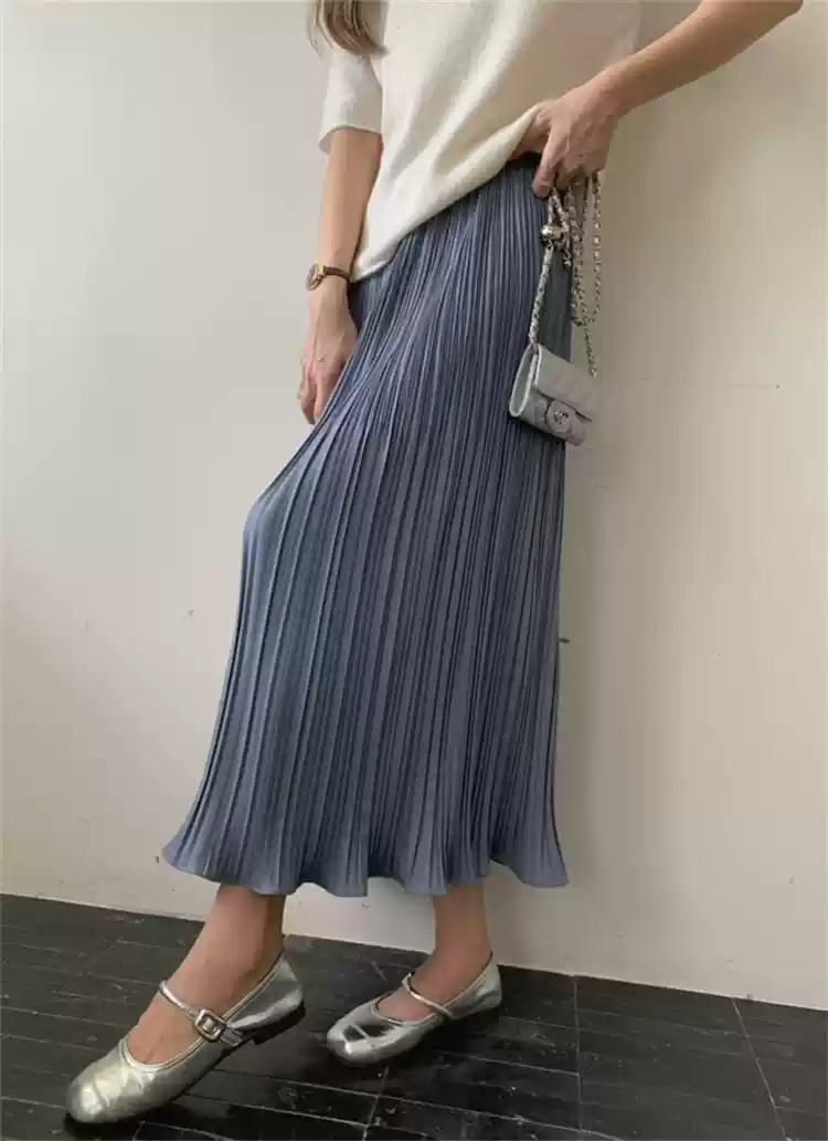 40代ファッション レディース プリーツロングスカート
