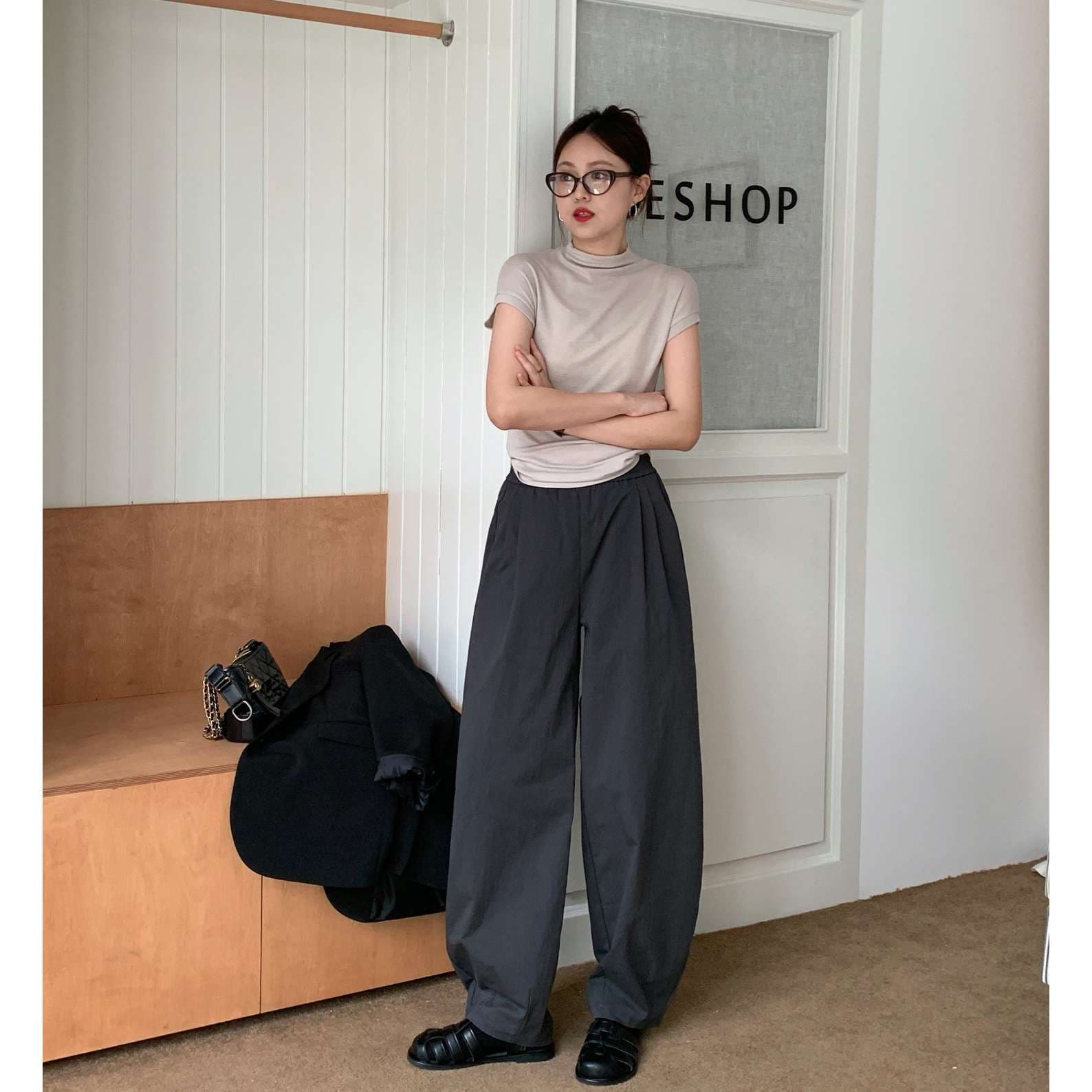 40代ファッション レディース ゆったりワイドパンツ