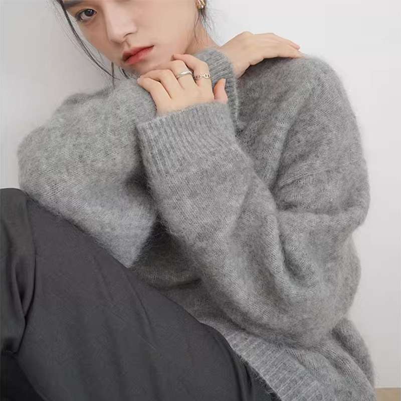 40代ファッション レディース ふんわりモヘアタッチ オーバーサイズニット