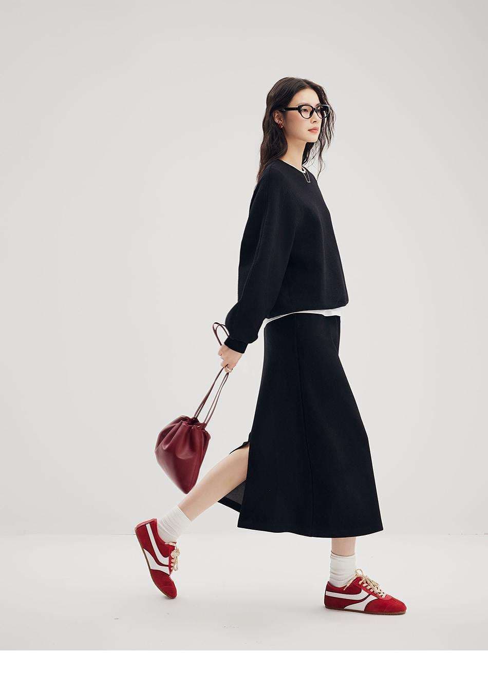 40代ファッション レディース ロングストレートスカート ミモレ丈