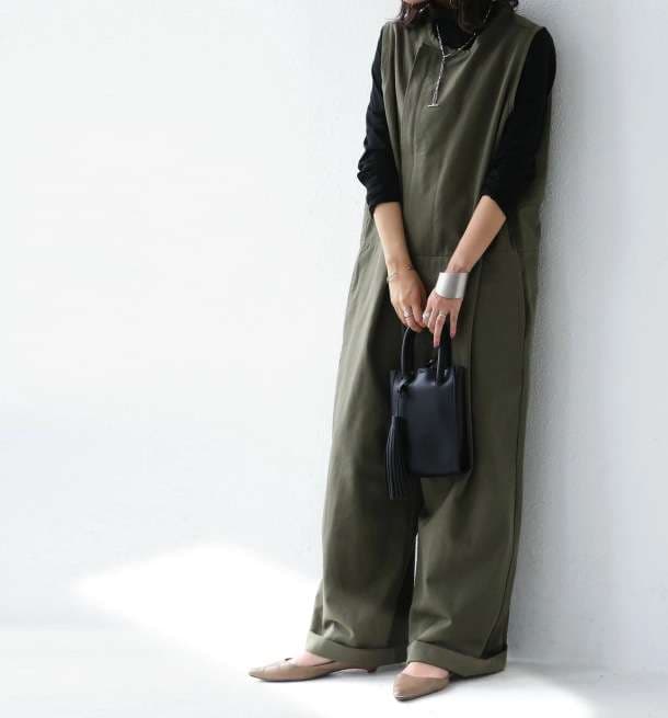 40代ファッション レディース エレガントワイドサロペット