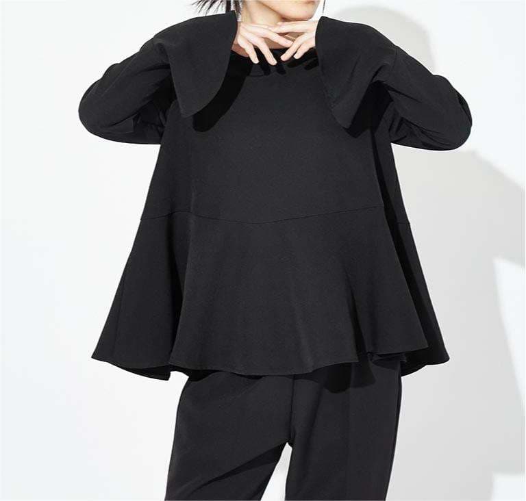 40代ファッション レディース フレア袖ペプラムブラウス